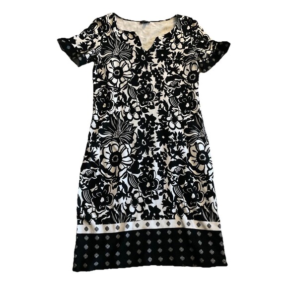 Talbots Dresses & Skirts - Talbots Dress Women's Short Sleeve  Floral Size XS Black white